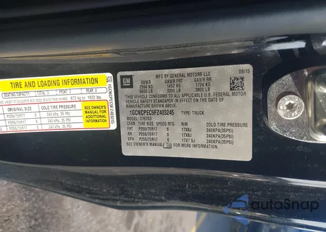 2015 Chevrolet Silverado 1500 Wt from USA, damaged, VIN 1GCNCPEC9FZ403245